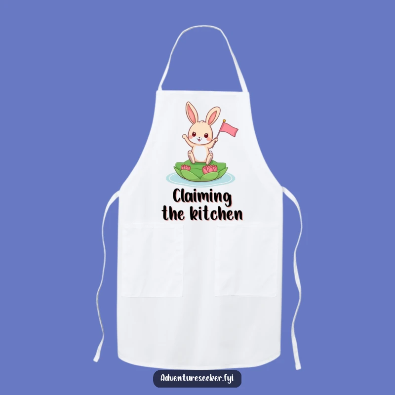 Funny Bunny Explorer Apron: Playful Animal Planting Flag, Humorous Cooking Gift