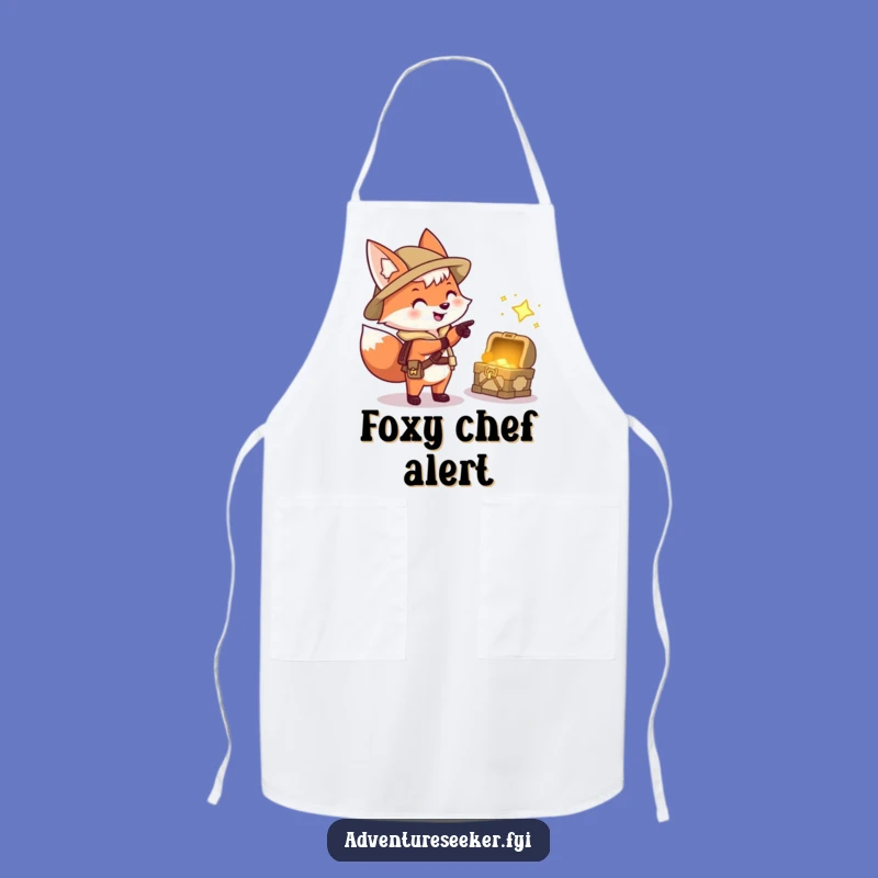 Funny Fox Treasure Apron: Explorer Chef Character, Hilarious Cooking Gift