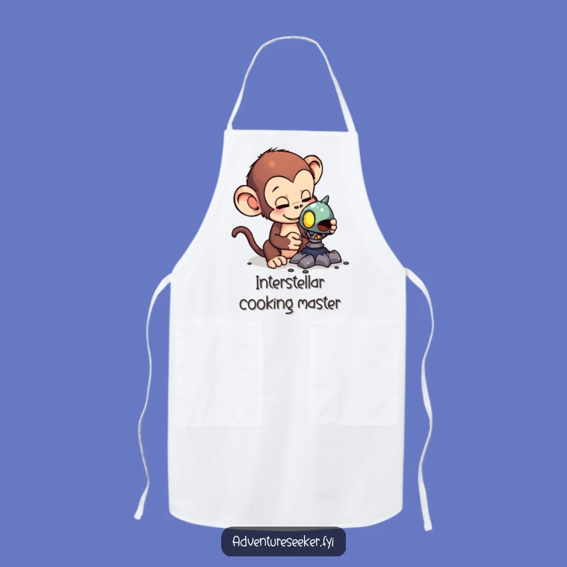 Funny Monkey Alien Artifact Apron: Cook with Cosmic Flair