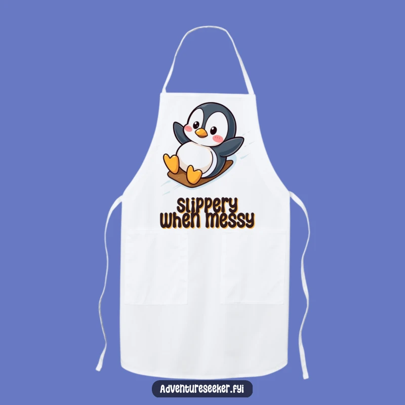 Funny Penguin Slide Apron: Cook with Antarctic Cheer, Perfect Gift