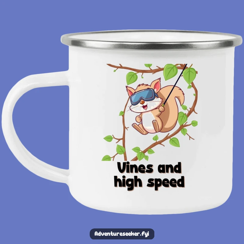 Durable Funny Squirrel Zip Line Camping Mug, Adventure Drinkware, Ideal Funny Gift