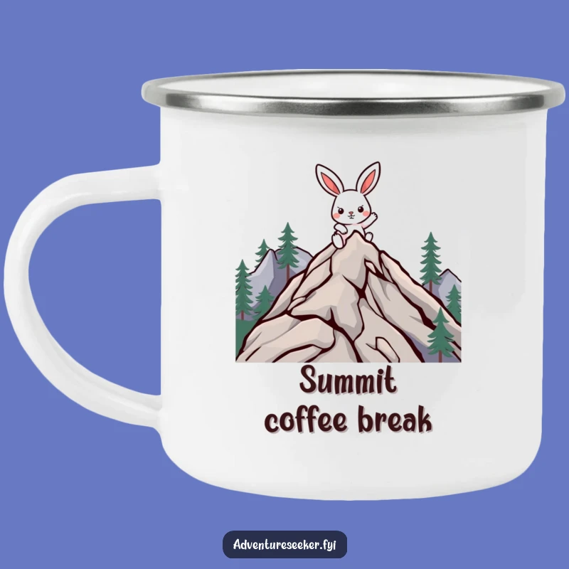 Funny Climbing Rabbit Camping Mug: Summit Sip Buddy, Perfect Funny Gift for Trail Trekkers!