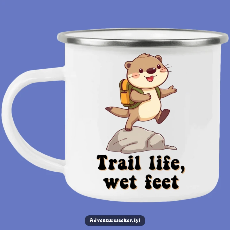 Funny Otter Adventure Camping Mug: Cheerful Explorer Campfire Gift