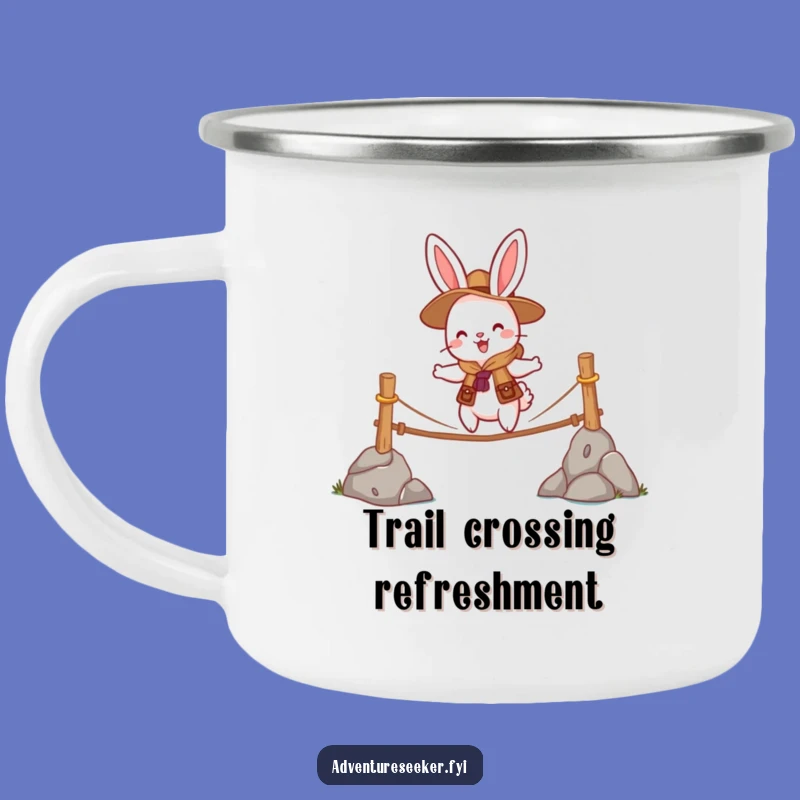 Funny Rabbit Scout Camping Mug: Brave Bridge Crosser, Hilarious Outdoor Gift