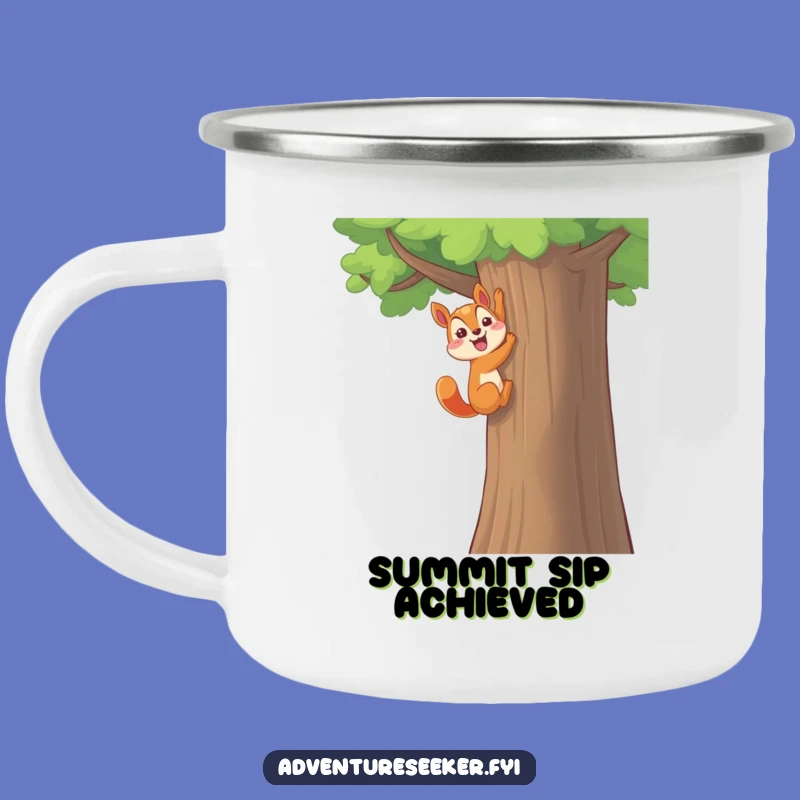 Funny Squirrel Summit Camping Mug: Happy Climber Drinkware, Rugged Funny Gift