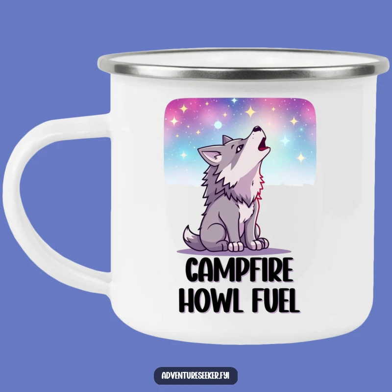 Funny Wolf Howling Camping Mug: Determined Character's Starry Night Brew, Gift