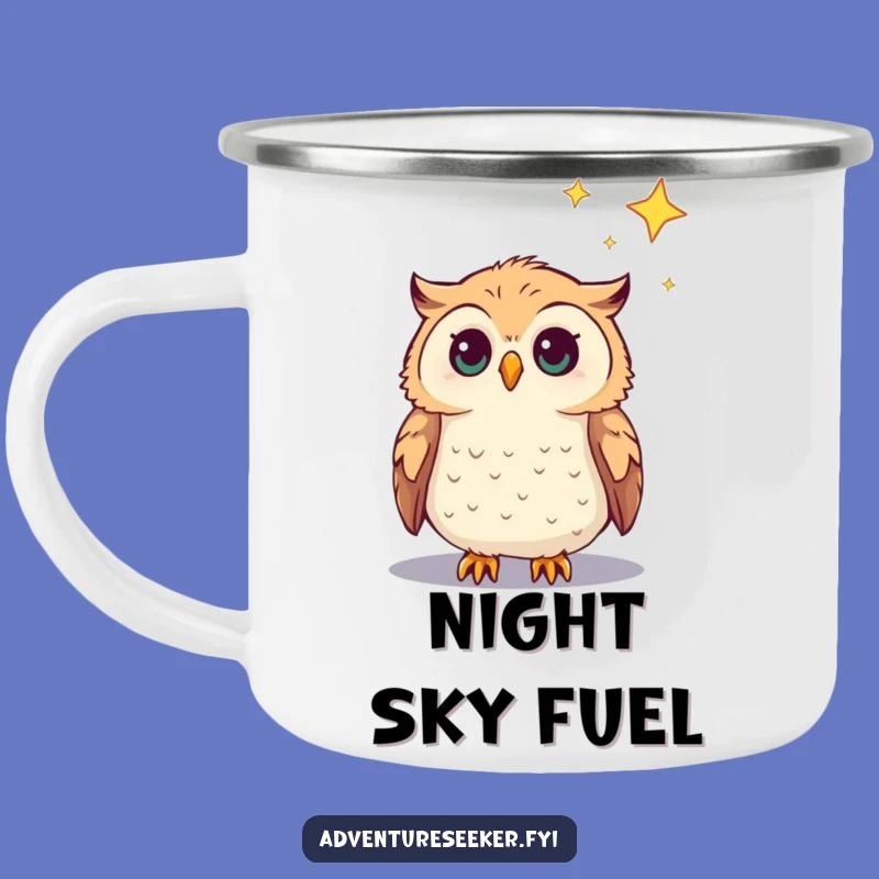 Funny Curious Owl Camping Mug: Your Humorous Companion for Outdoor Adventures