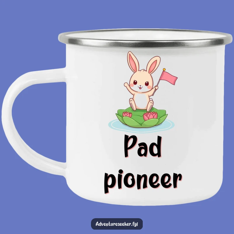 Funny Bunny Explorer Camping Mug: Playful Animal Planting Flag, Outdoor Humorous Gift