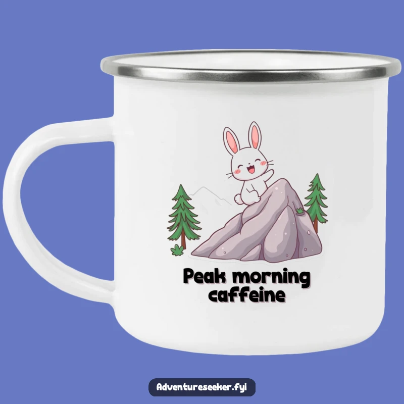 Funny Rabbit Climbing Mountain Camping Mug - Outdoor Explorer, Ideal Funny Gift