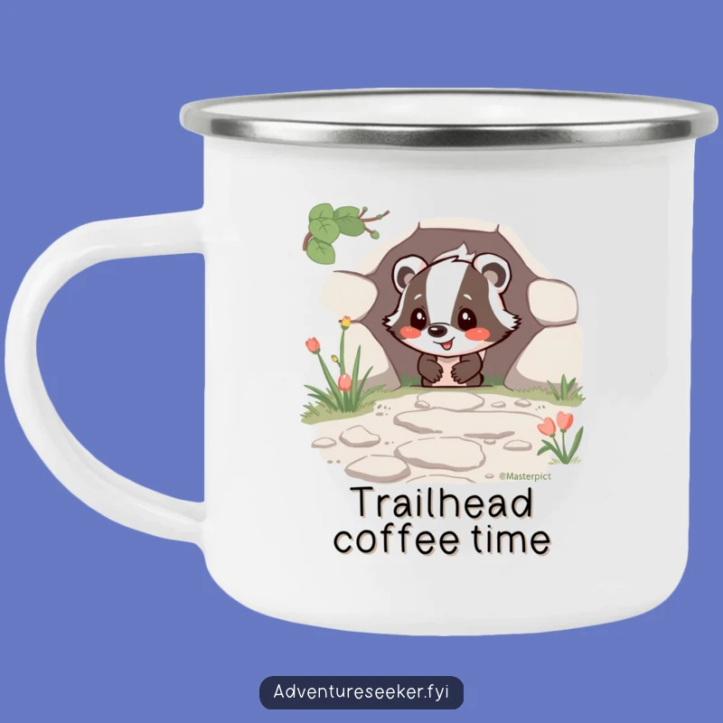 Funny Happy Badger Camping Mug: Your Humorous Trail Companion
