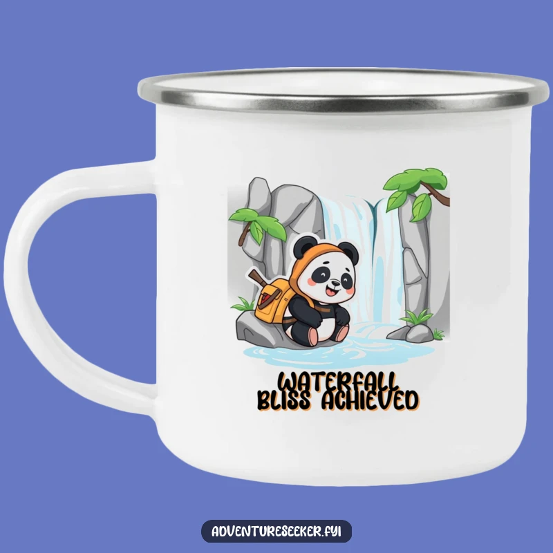 Funny Panda Adventurer Camping Mug: Happy Sips by the Waterfall