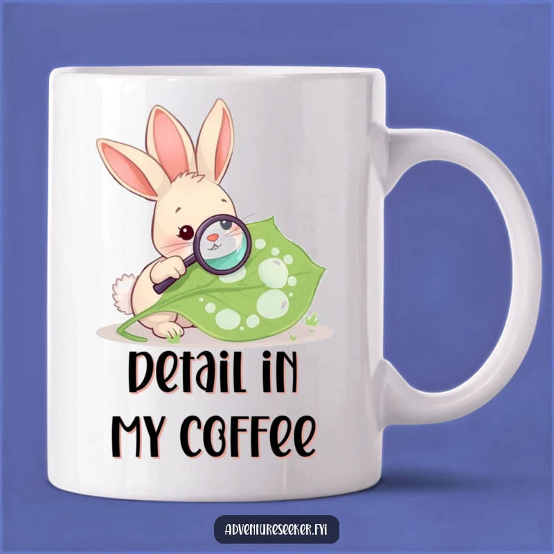 Funny Rabbit Magnifying Leaf Mug, Curious Explorer Gift, Perfect Nature Lover Mug