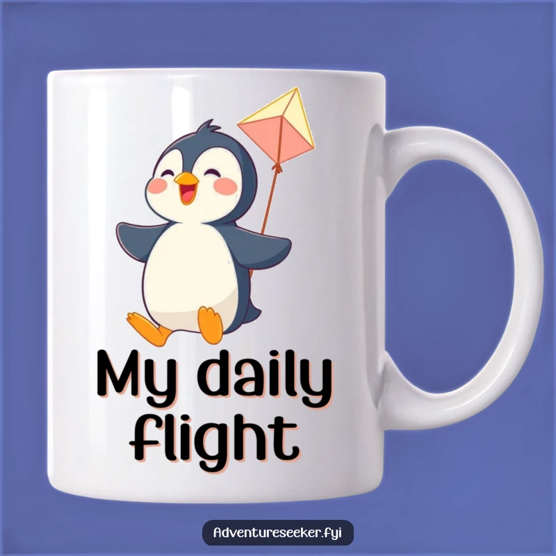 Funny Joyful Penguin Kite Mug: Hilarious Flying Fun!