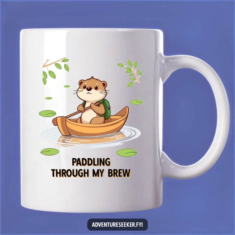 Funny Otter Leaf Boat Mug, Determined Traveler Gift, Perfect Adventure Drinkware