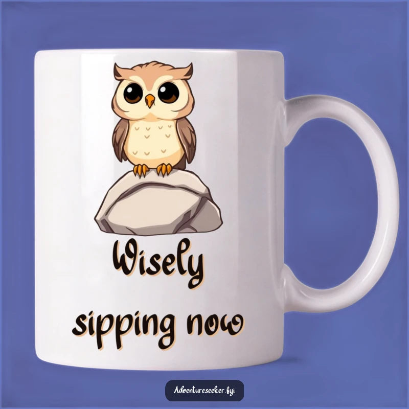 Funny Owl Wisdom Mug: Curious Character Gazing Far, Thematic Funny Gift