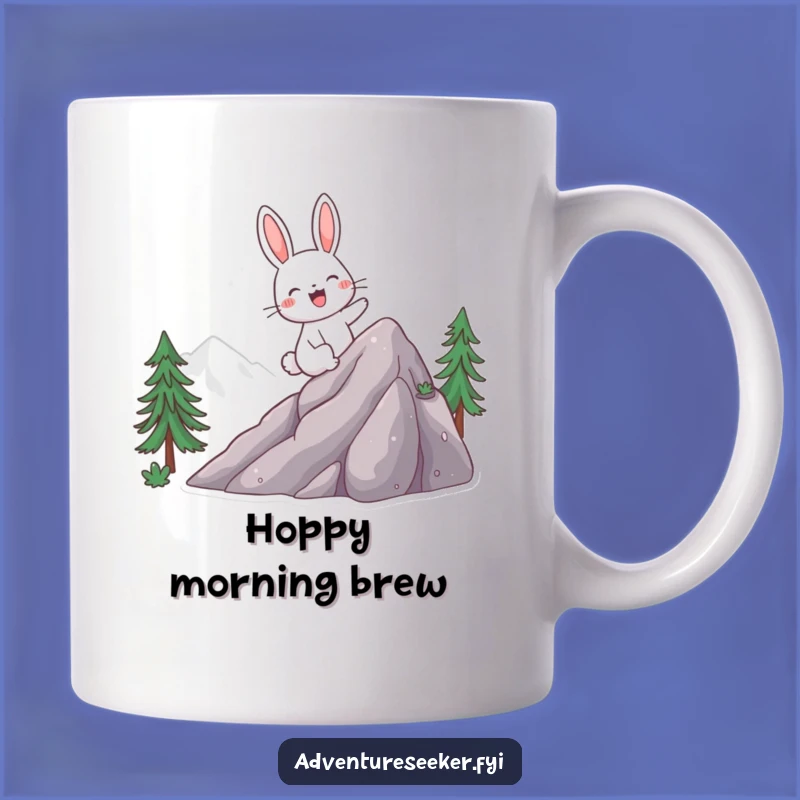 Funny Rabbit Climbing Mountain Mug - Peak Achievement Funny Gift