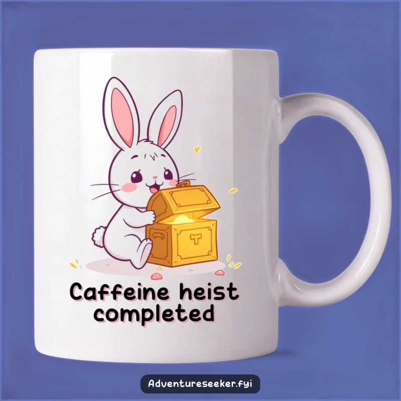 Funny Rabbit Treasure Chest Mug: Surprise & Humor Gift for Explorers