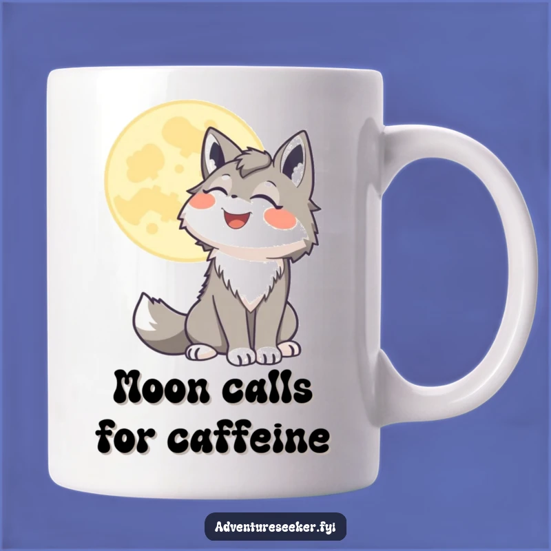 Funny Wolf Moon Howl Mug: Joyful Serenade, a Hilarious Gift for Night Owls
