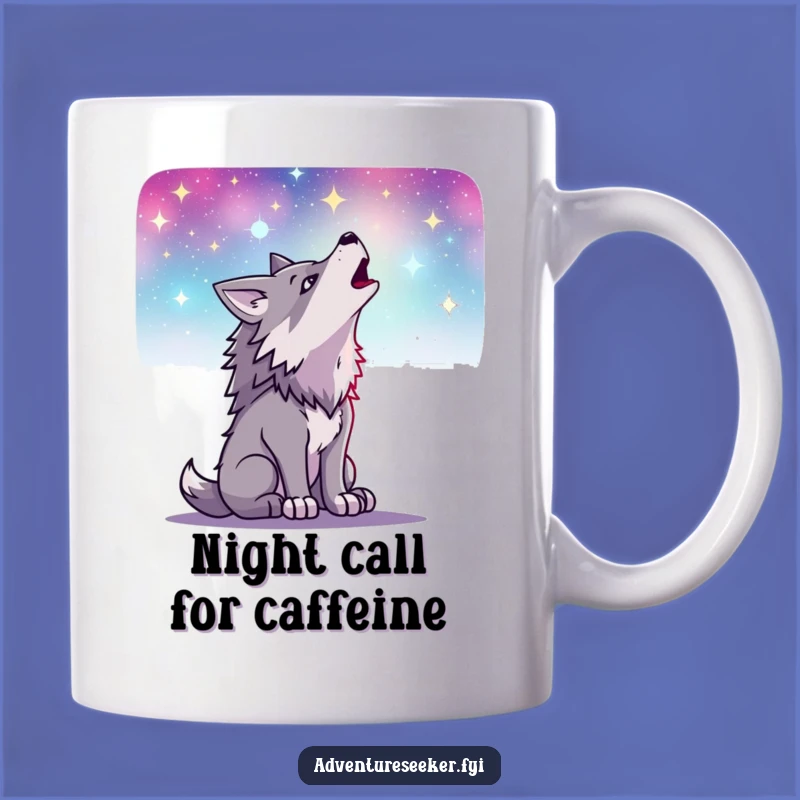 Funny Wolf Howling Mug: Determined Character Under Starry Skies, Unique Gift