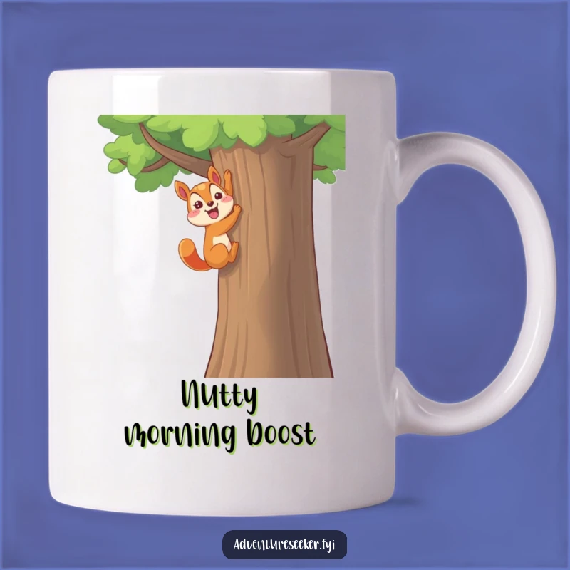 Funny Squirrel Victory Mug: Happy Climber Character Triumphant Pose, Great Funny Gift