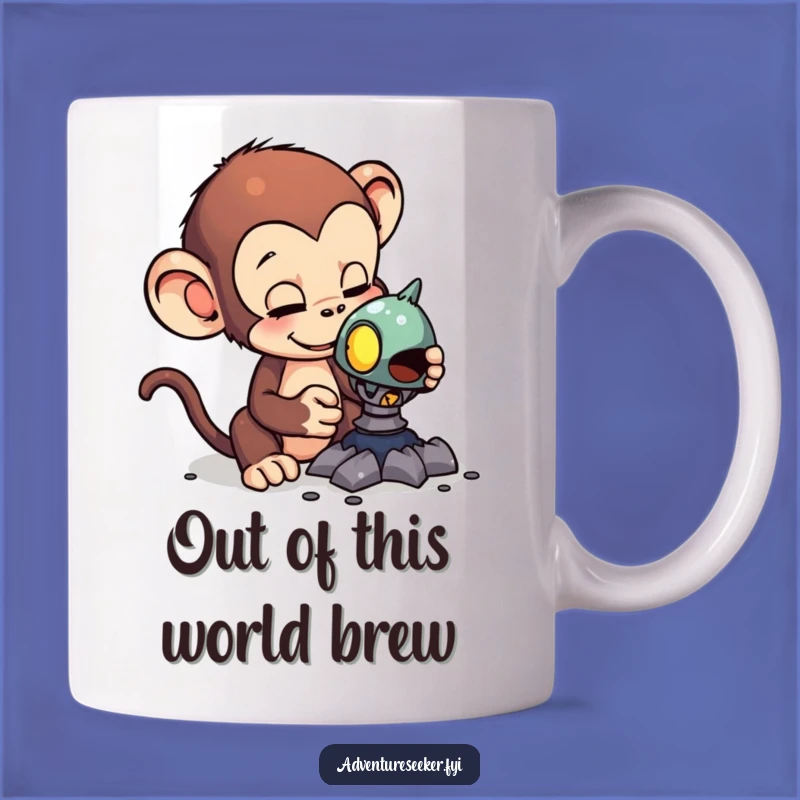 Funny Monkey Alien Artifact Mug: Curiosity & Humor Gift