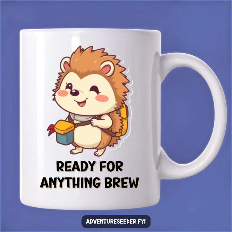 Funny Hedgehog Explorer Mug: Ready for Adventure, Packed with Joy!