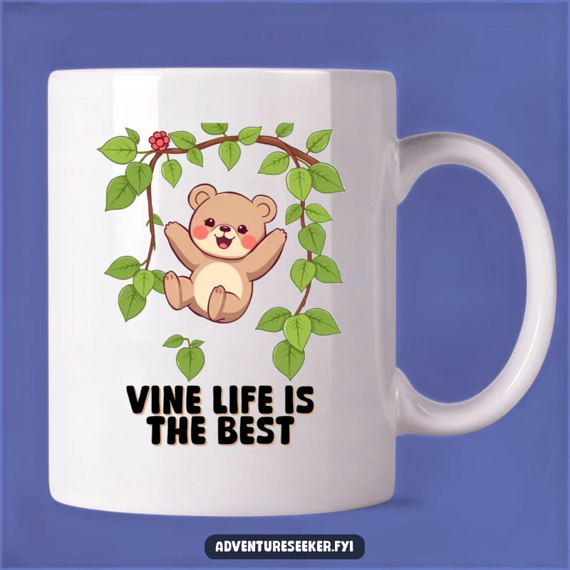 Funny Bear Swinging Vine Mug - Adorable Adventure Funny Gift for Nature Lovers