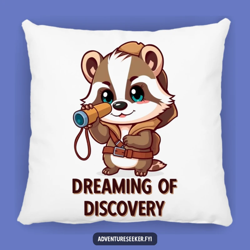 Funny Brave Badger Explorer Pillow: Cozy Adventure Accent for Your Den