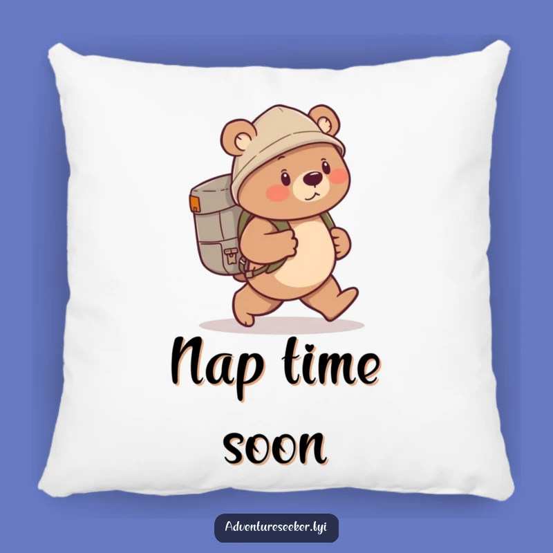 Funny Bear Explorer Pillow - Cozy Adventure Decor, Adorable Funny Gift for Bedrooms