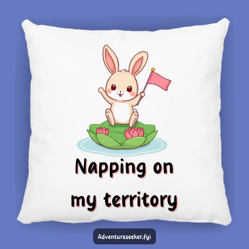 Funny Bunny Explorer Pillow: Playful Animal Planting Flag, Cozy Humorous Gift