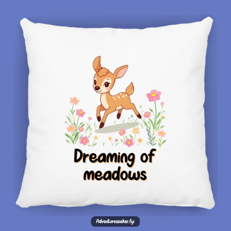 Funny Deer Flower Field Pillow: Cozy & Hilarious Decor, a Sweet Joyful Gift