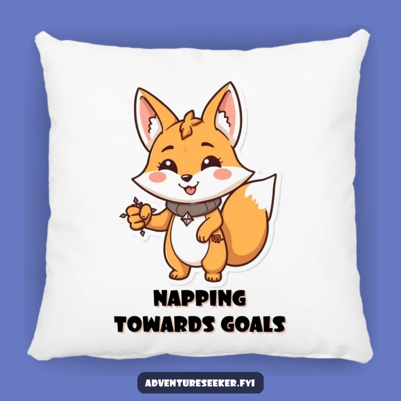 Funny Fox Compass Pillow: Determined Character Decor, Cozy Funny Gift