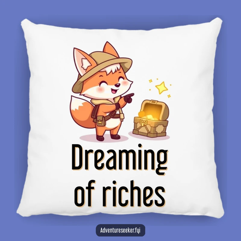 Funny Fox Explorer Pillow: Cozy Treasure Hunter Cushion, Hilarious Decor
