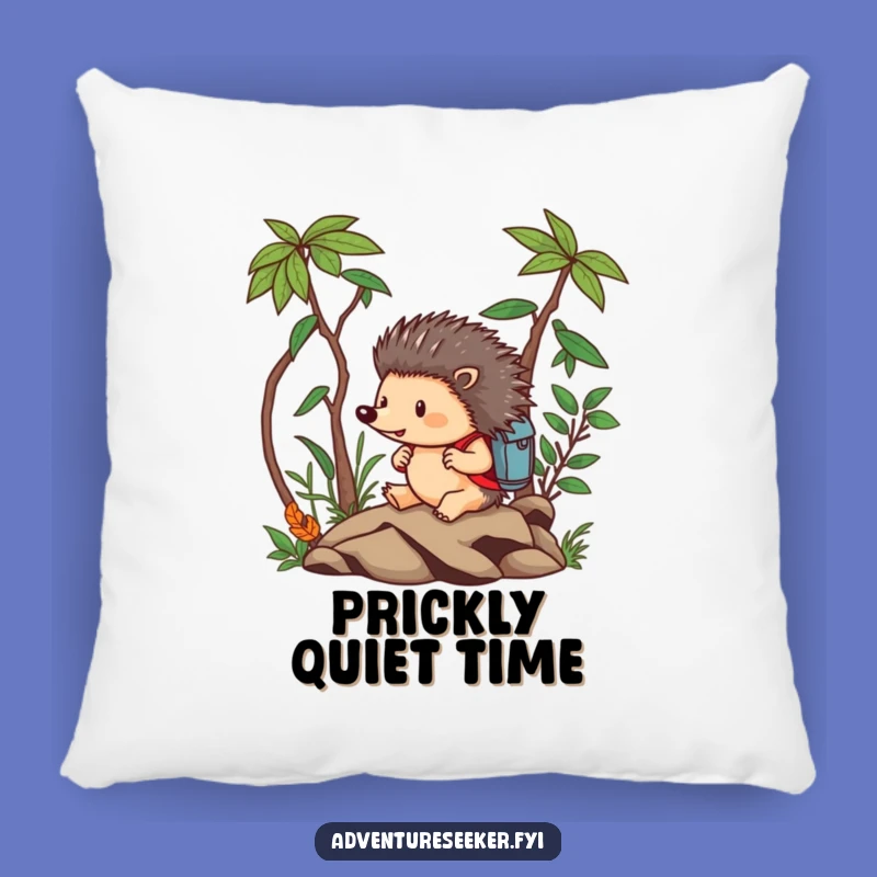 Funny Hedgehog Adventurer Pillow: Brave Animal Navigating Jungle, Cozy Humorous Gift