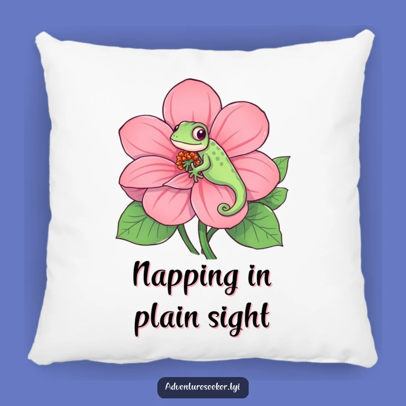Funny Chameleon Pillow: Playful Flower Camouflage Comfort, Cozy Funny Accent