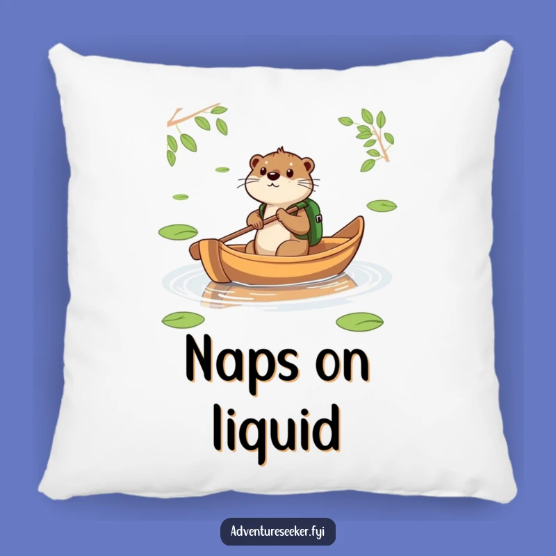 Cozy Funny Otter Leaf Boat Pillow, Aquatic Accent Decor, Sweet Funny Gift