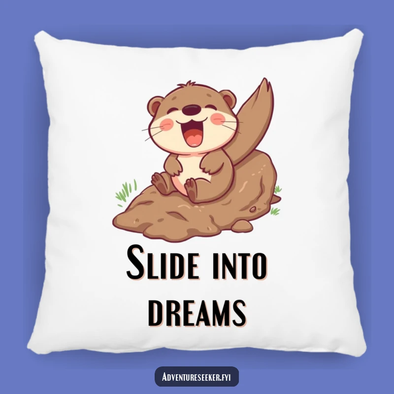 Funny Otter Mud Slide Pillow: Cozy Glee & Hilarious Comfort, a Sweet Gift