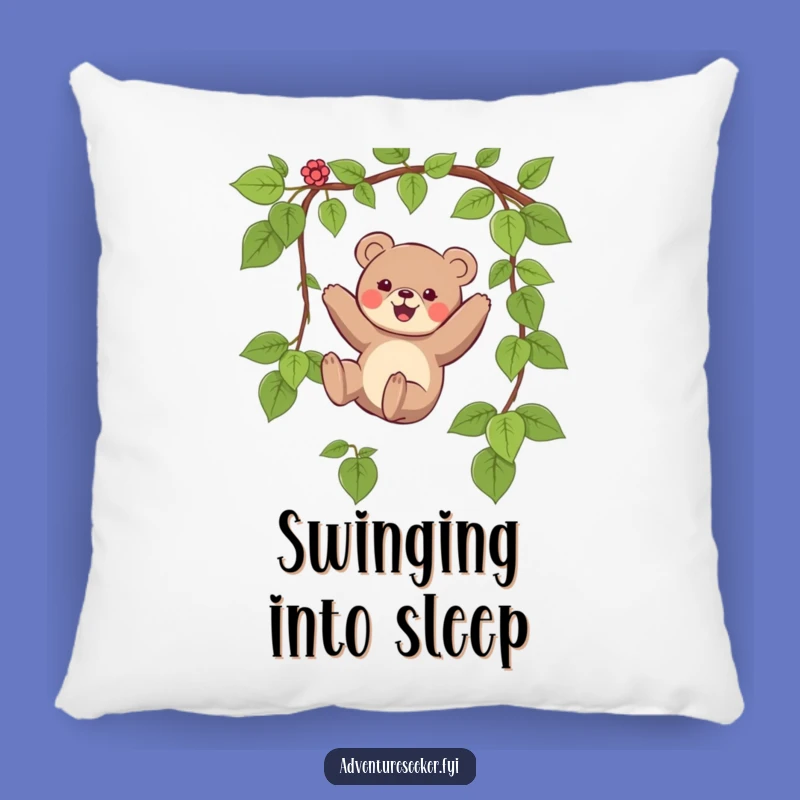 Funny Bear Swinging Vine Pillow - Cozy Comfort, Hilarious Funny Gift