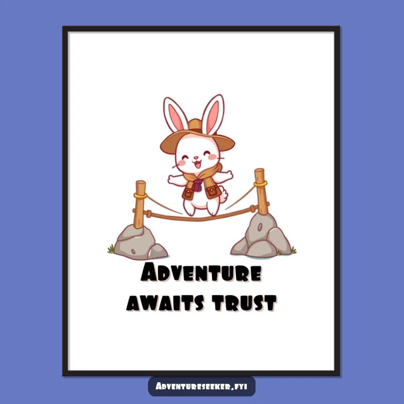 Funny Rabbit Scout Digital Art: Brave Bridge Crosser, Hilarious Decor