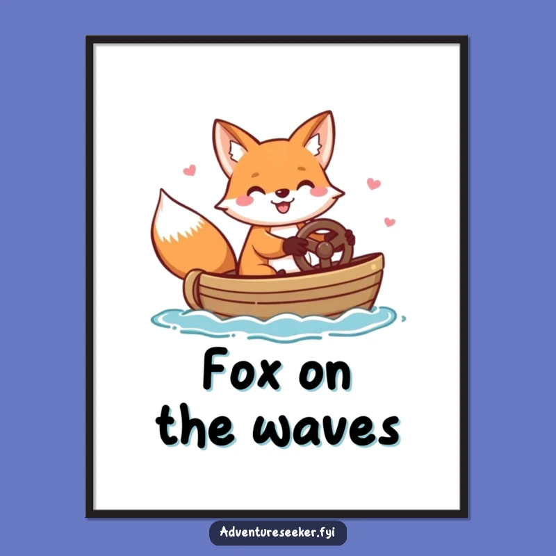 Funny Fox Steering Boat Digital Art - Instant Nautical Decor, Unique Funny Gift
