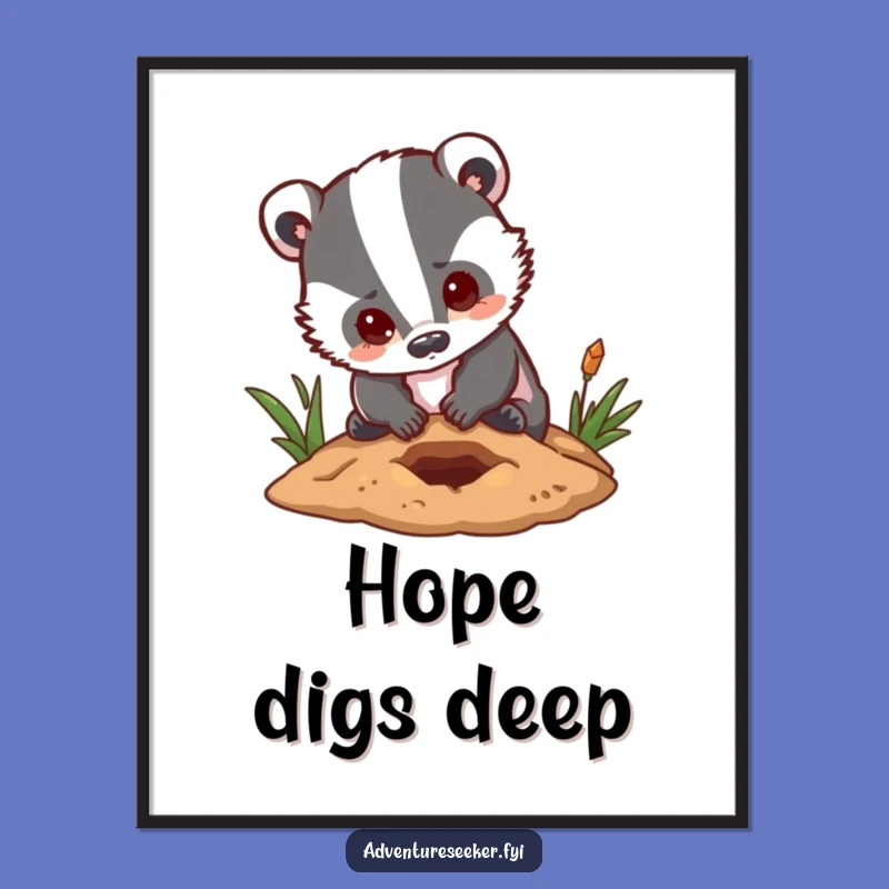 Funny Badger Determination Digital Art: Inspiring & Hilarious Print, Perfect Gift