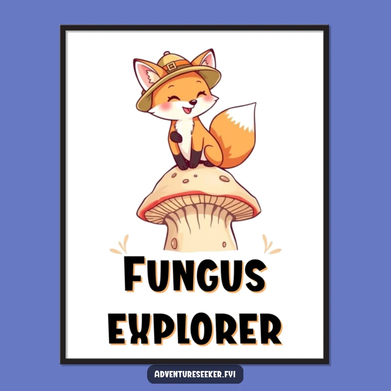 Funny Fox Pith Helmet Digital Print, Fantasy Woodland Art, Instant Funny Gift