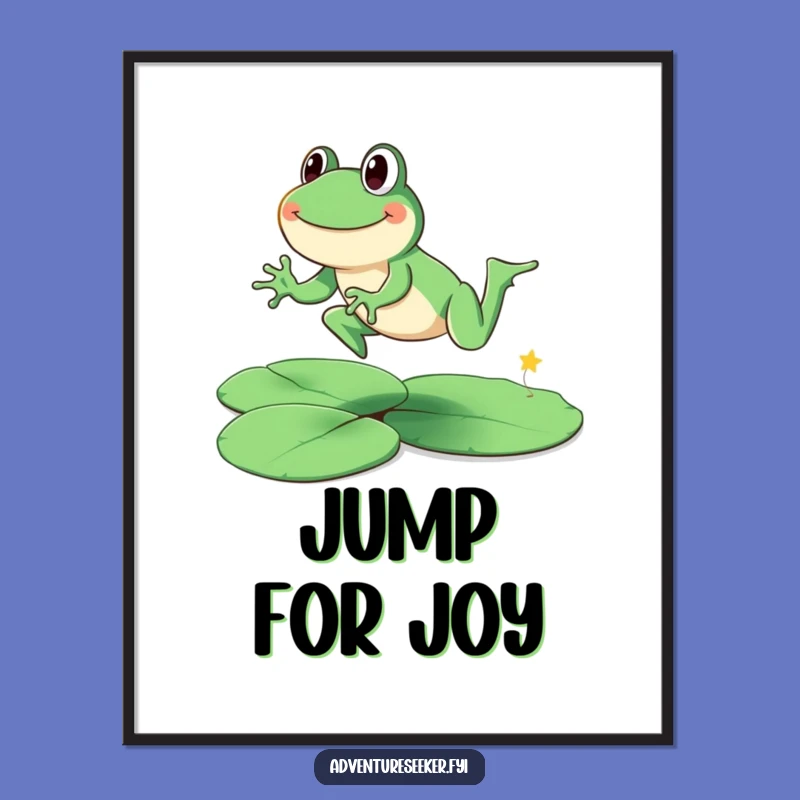 Funny Frog Leap Digital Art: Cheerful Charm for Instant Decor, Unique Gift