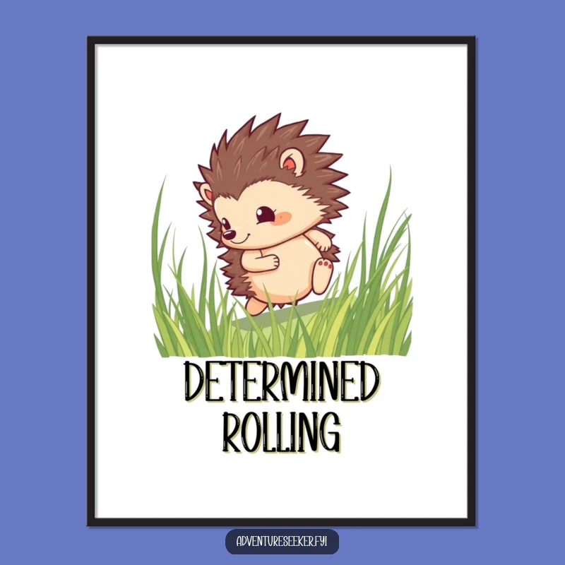 Funny Hedgehog Roll Digital Art: Vibrant & Hilarious Print, Perfect Gift