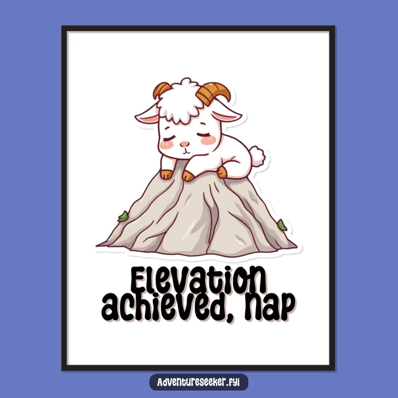 Funny Mountain Goat Digital Art Print: Humorous Decor for the Relaxed Soul