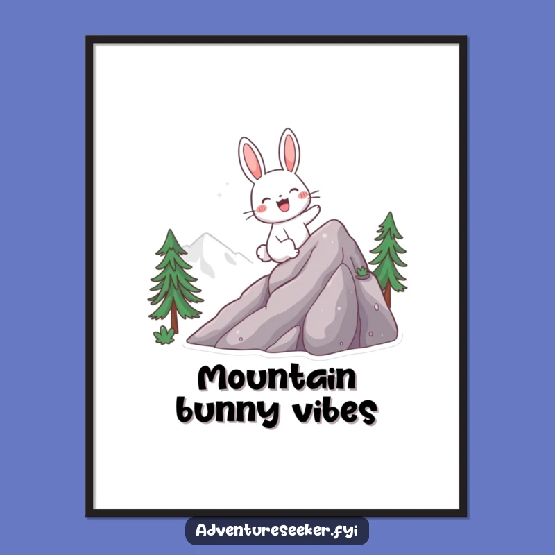 Funny Rabbit Climbing Mountain Digital Art - Inspirational Decor, Unique Funny Gift