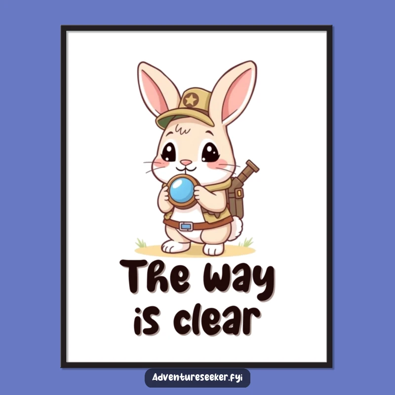 Funny Rabbit Scout Digital Art: Curious Explorer Print Gift