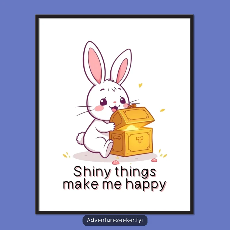 Funny Rabbit Treasure Discovery Digital Art: Whimsical & Hilarious Decor
