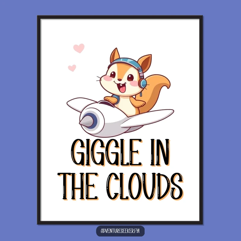 Funny Squirrel Pilot Digital Art: Giggling Flyer, Hilarious Decor