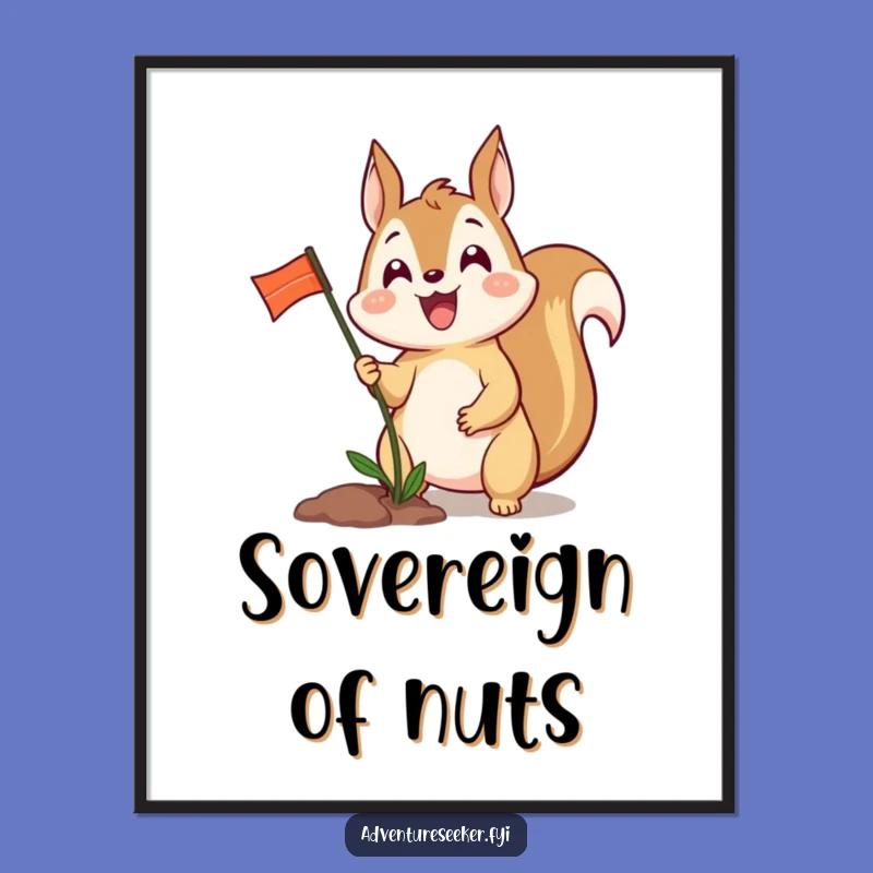 Funny Squirrel Planting Flag Digital Art - Instant Victory Decor, Unique Funny Gift